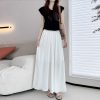 Sheer Chiffon Wide-Leg Pants - Lightweight, Slimming Effect, Wrinkle-Resistant, Cool Summer White with Pockets