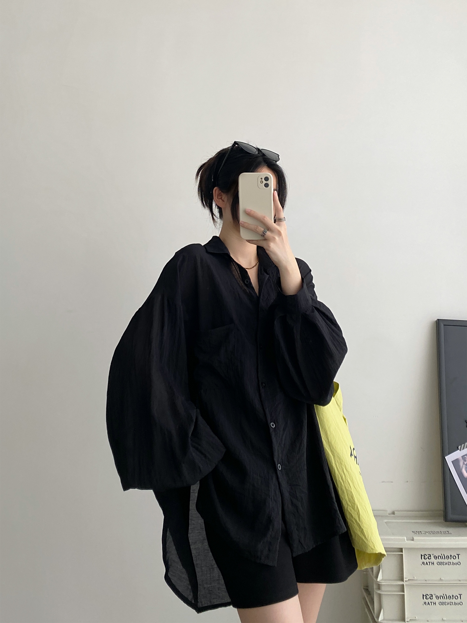 Sheer Lantern Sleeve Sun Protection Shirt for Women - Casual Loose Fit Hazy Feel Outerwear for Evening Breeze Sheer Lantern Sleeve Sun Protection Shirt for Women - Casual Loose Fit Hazy Feel Outerwear for Evening Breeze