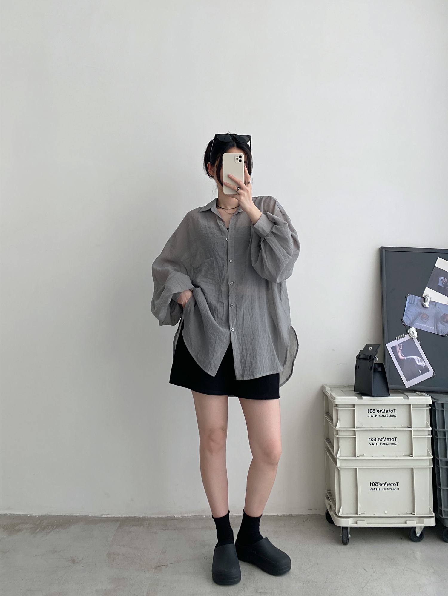 Sheer Lantern Sleeve Sun Protection Shirt for Women - Casual Loose Fit Hazy Feel Outerwear for Evening Breeze Sheer Lantern Sleeve Sun Protection Shirt for Women - Casual Loose Fit Hazy Feel Outerwear for Evening Breeze