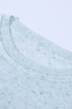 Sheer Round Neck Long Sleeve Knitted Top for Women - Irregular Pleated Sun Protection Air Conditioning Cover-Up Blouse