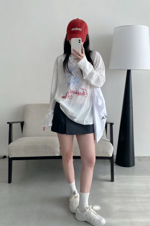 Sheer Sun Grapefruit T-Shirt Cover-Up - Spring Summer Loose Long Sleeve Lily Print Sun Protection Top for Women in Korean Style