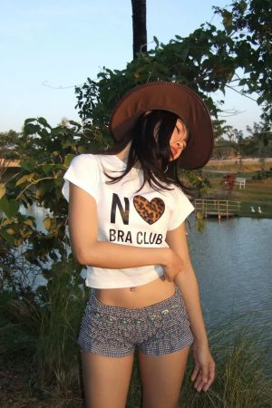 Short Sleeve Leopard Print Heart T-Shirt for Women - Slim Fit, High Stretch, Pure Cotton, Korean Style, 25SS Fashion