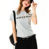 Short Sleeve Sausage Dog Print T-Shirt for Women - Casual Summer Top with Pearl Necklace Detail, Versatile Fashion Piece