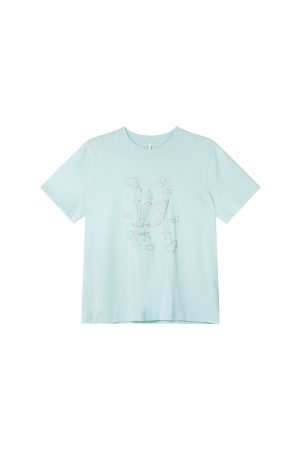 Silver 3D Conch Print Short Sleeve T-Shirt for Women - Loose Fit Pure Cotton Summer Top - Trendy 2025 Fashion Essential