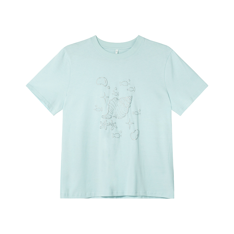 Silver 3D Conch Print Short Sleeve T-Shirt for Women - Loose Fit Pure Cotton Summer Top - Trendy 2025 Fashion Essential Silver 3D Conch Print Short Sleeve T-Shirt for Women - Loose Fit Pure Cotton Summer Top - Trendy 2025 Fashion Essential