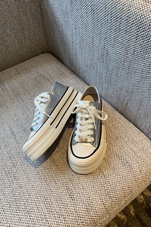 Silver Lace-Up Sneakers for Women - 2025 New Style Genuine Leather Thick-Soled Height-Increasing Casual Sports Shoes