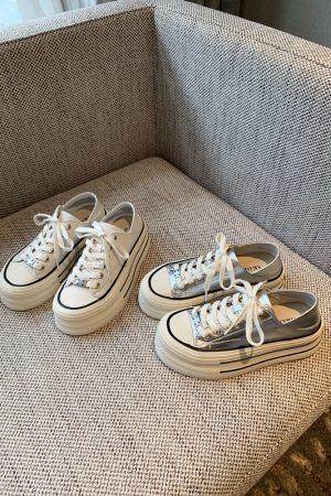 Silver Lace-Up Sneakers for Women - 2025 New Style Genuine Leather Thick-Soled Height-Increasing Casual Sports Shoes