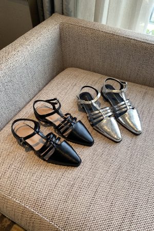 Silver Open-Toe Sandals for Women - Summer 2025 Retro Woven One-Strap Casual Low-Heel Roman Style Shoes