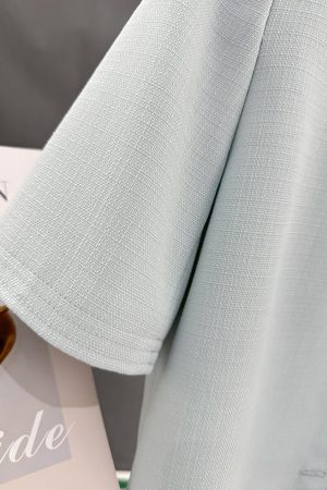 Sky Blue Korean-Style Short Sleeve Blazer for Women - Summer Lightweight Fashion Top, 2025 Trendy Socialite Wear