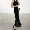 Sleeveless A-line Mermaid Dress with Chiffon Splicing, Slim Fit Summer Dress for Women, Flattering Modal Base Layer