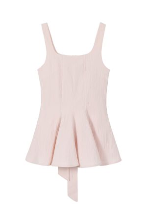 Sleeveless Windbreaker Collar Top with Pleated Hem and Spaghetti Straps - 2025 Summer Style for Socialites and Heiresses