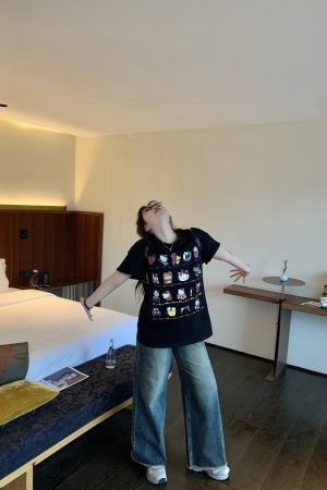 Slightly Chubby Casual Printed Short Sleeve T-Shirt - Mid-Length Plus Size Top for a Trendy Everyday Look