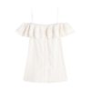 Slightly Chubby Cream Off-Shoulder Waist-Defining French Top for Y2K Style with Denim Mini Skirt