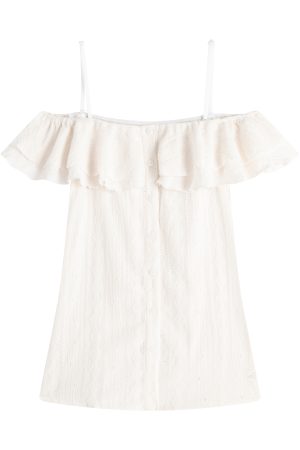Slightly Chubby Cream Off-Shoulder Waist-Defining French Top for Y2K Style with Denim Mini Skirt