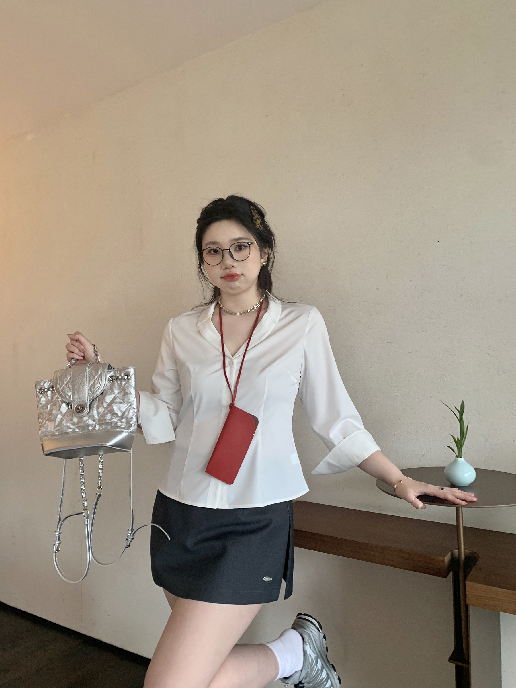 Slightly Chubby Double-Layer Side-Slit Suit Skirt Pants for Urban Office Ladies - Versatile Fashion Staple Slightly Chubby Double-Layer Side-Slit Suit Skirt Pants for Urban Office Ladies - Versatile Fashion Staple