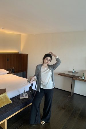 Slightly Flared Black Casual Suit Pants for Women - Comfortable Slim Fit for a Flattering Silhouette, Perfect for Everyday Wear