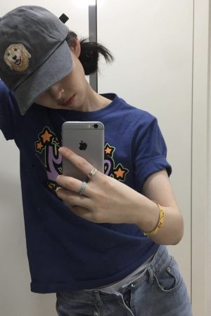 Slim-Fit Cartoon Pattern Short Sleeve T-Shirt for Women - Korean Niche Design, Summer Style, Pure Cotton Fashion Top