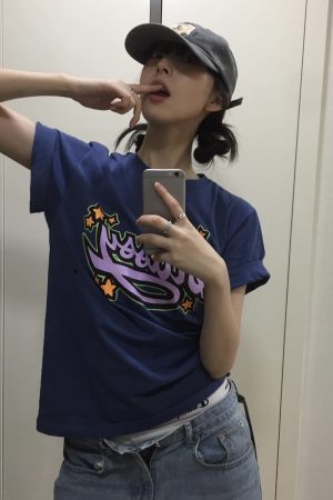 Slim-Fit Cartoon Pattern Short Sleeve T-Shirt for Women - Korean Niche Design, Summer Style, Pure Cotton Fashion Top