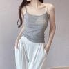 Slim-Fit Cotton Ribbed Camisole Tank Top, Thin Strap Sleeveless Summer Essential, Stretchy Layering Piece