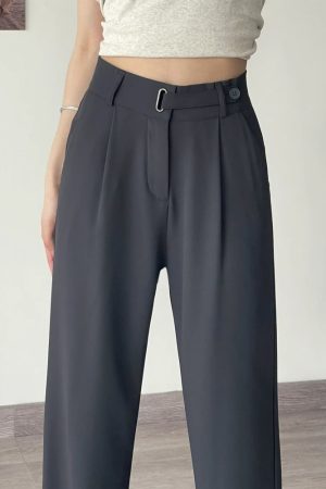 Slim-Fit Drape Trousers for Women - Summer Casual Pants for Pear-Shaped Figures, Plus Size, Straight-Leg Style