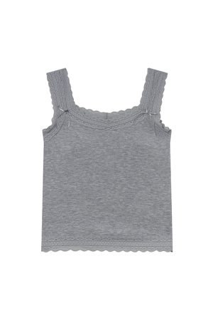 Slim-Fit Lace Edge Padded Camisole for Women - Summer Bow Sleeveless Top, Trendy Niche Design, Perfect for Casual and Y2K Style