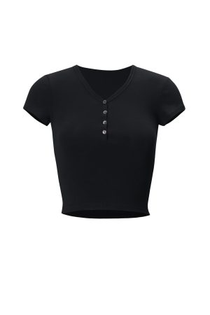 Slim Fit Short Sleeve Buttoned T-Shirt - Versatile Basic Top for Everyday Wear, Perfect for Casual and Smart-Casual Styles