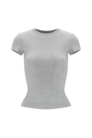 Slim Fit Shoulder Sports Short-Sleeve T-Shirt - Athletic Base Layer Top for Active Wear, Casual Style