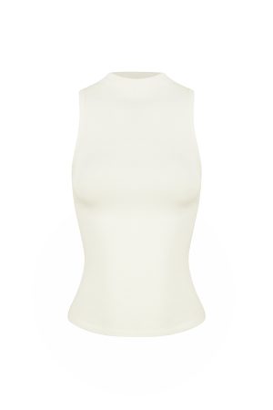 Slim-Fit Stretchy Sleeveless Vest with Half-High Collar - Basic Essential for 90s Y2K Style Fashion