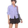 Slim Fit Striped Waist-Defined Shirt for Women - 2025 Summer Elegant Style, High-End Fashion, Clean and Neat Design