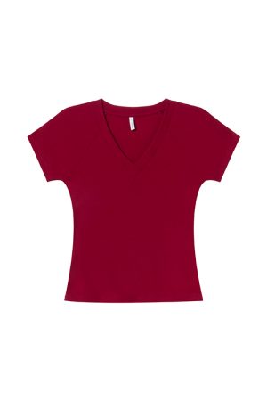 Slim Fit V-Neck Raglan T-Shirt for Women - Summer 2025, Chicken Heart Collar, Casual Style, Trendy Short Sleeve Top