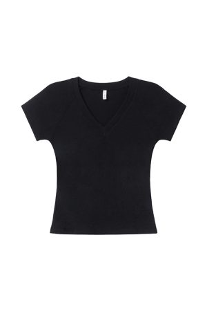 Slim Fit V-Neck Raglan T-Shirt for Women - Summer 2025, Chicken Heart Collar, Casual Style, Trendy Short Sleeve Top