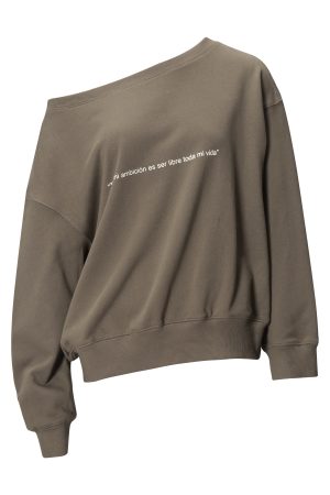 Slouchy Oversized Sweatshirt with Retro Casual One-Shoulder Design - Y2K Inspired Fashion