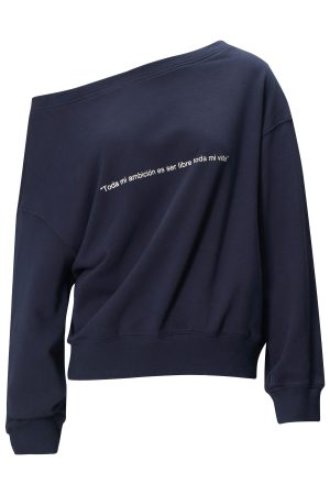 Slouchy Oversized Sweatshirt with Retro Casual One-Shoulder Design - Y2K Inspired Fashion