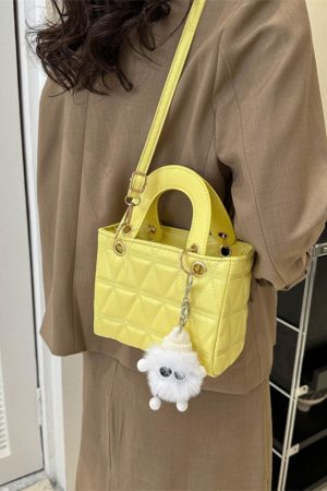 Small Diamond-Pattern Mini Bucket Bag for Women - Trendy Summer 2025 Crossbody Handbag for Commuting and Everyday Style