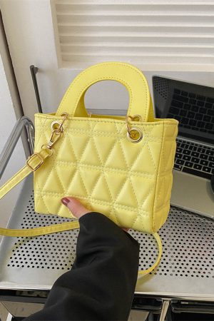 Small Diamond-Pattern Mini Bucket Bag for Women - Trendy Summer 2025 Crossbody Handbag for Commuting and Everyday Style