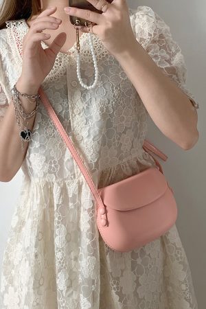 Small Textured Saddle Bag - Versatile Minimalist Crossbody Mobile Phone Bag for Women - Trendy Shoulder Purse