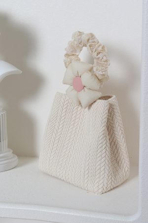Soft Floral Woven Bucket Handbag - Cute 2024 Spring/Summer Crossbody Bag with Wheat Ear Design