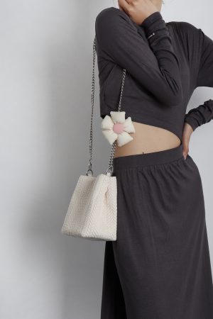 Soft Floral Woven Bucket Handbag - Cute 2024 Spring/Summer Crossbody Bag with Wheat Ear Design