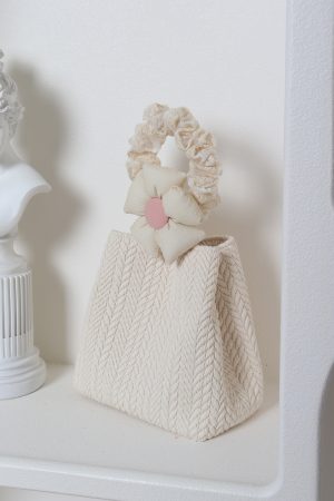 Soft Floral Woven Bucket Handbag - Cute 2024 Spring/Summer Crossbody Bag with Wheat Ear Design