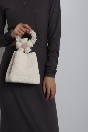 Soft Floral Woven Bucket Handbag - Cute 2024 Spring/Summer Crossbody Bag with Wheat Ear Design