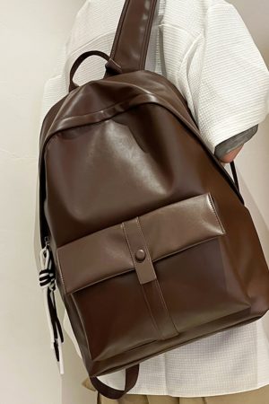 Soft Leather Backpack - Minimalist Large Capacity Travel Bag, Waterproof Design for Students, Korean Style Fashion Essentials
