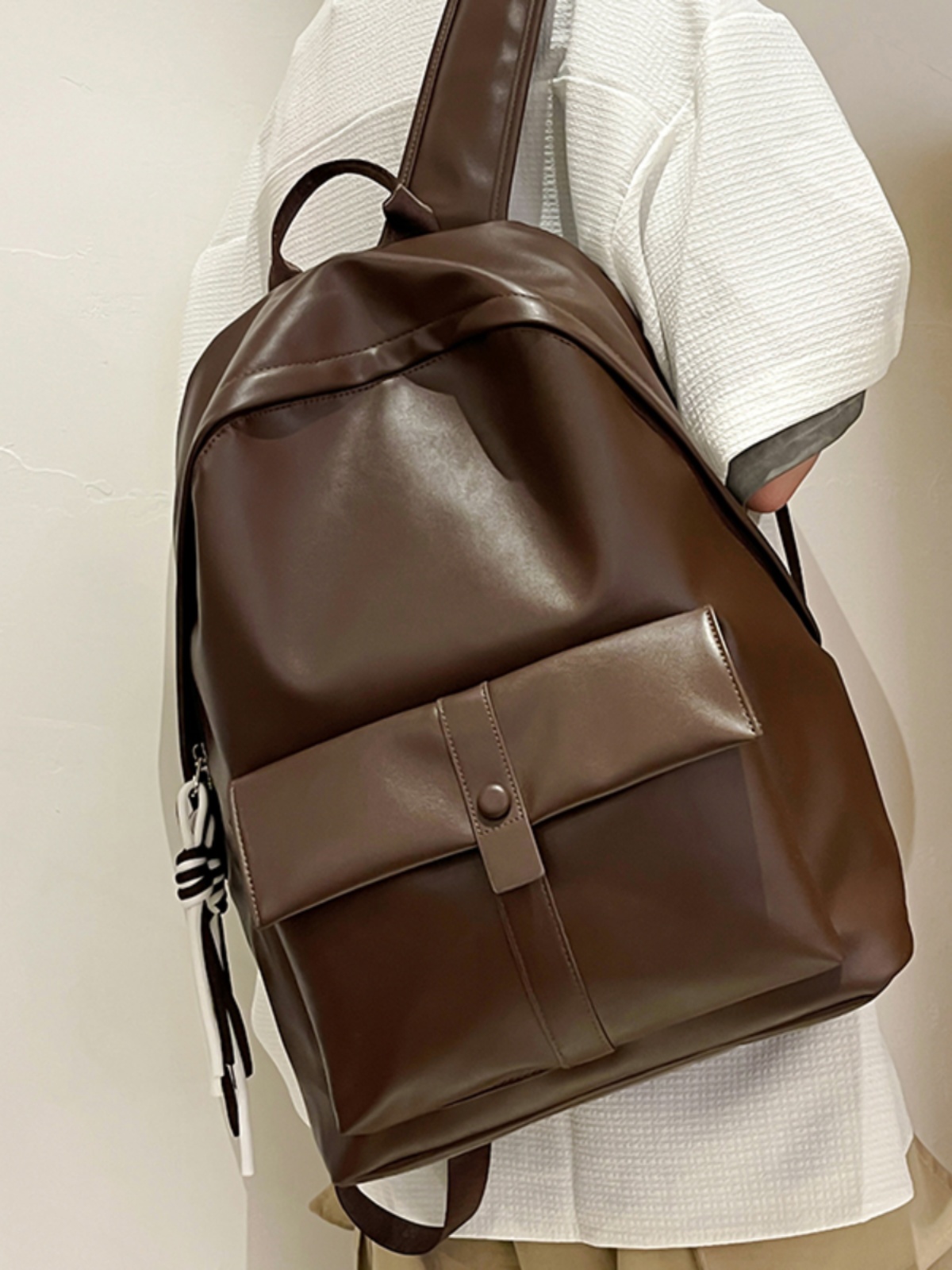 Soft Leather Backpack - Minimalist Large Capacity Travel Bag, Waterproof Design for Students, Korean Style Fashion Essentials Soft Leather Backpack - Minimalist Large Capacity Travel Bag, Waterproof Design for Students, Korean Style Fashion Essentials