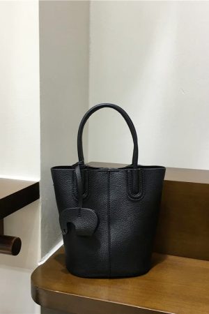 Soft Leather Fashion Tote Bucket Bag - Versatile Commuter Shoulder Crossbody Small Bag for 2025 Spring Style
