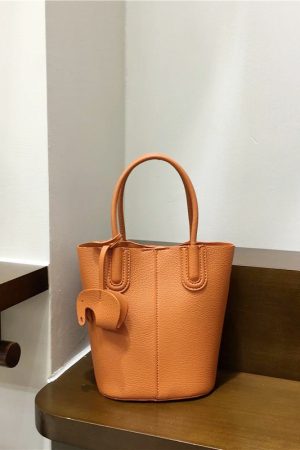 Soft Leather Fashion Tote Bucket Bag - Versatile Commuter Shoulder Crossbody Small Bag for 2025 Spring Style