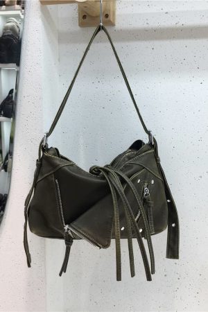 Soft Leather Fringe Underarm Bag - Casual Motorcycle Crossbody Tote for Commuters - 2024 Trendy Fashion Accessory