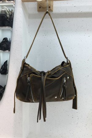 Soft Leather Fringe Underarm Bag - Casual Motorcycle Crossbody Tote for Commuters - 2024 Trendy Fashion Accessory