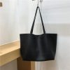 Soft Leather Single-Shoulder Tote Bag for Women - Versatile Minimalist Mother-Child Bag in Solid Color, Collapsible Design