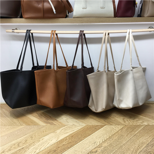 Soft Leather Single-Shoulder Tote Bag for Women - Versatile Minimalist Mother-Child Bag in Solid Color, Collapsible Design Soft Leather Single-Shoulder Tote Bag for Women - Versatile Minimalist Mother-Child Bag in Solid Color, Collapsible Design