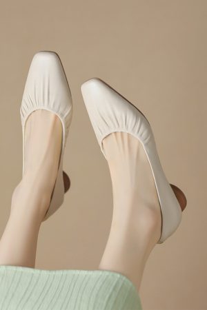 Soft Leather Women's Summer Loafers - Italian Sheepskin Low-Heeled Square-Toe Chunky Heel Slip-Ons for Comfort and Style