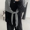 Soft Relaxed Striped Knitted Shawl - Sun Grapefruit Layering Cape in Sheep Wool, High-End Small Scarf for Women